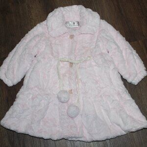Toddler Girls Widgeon Light Pink Super Soft Faux Fur Winter Coat Button Front 2